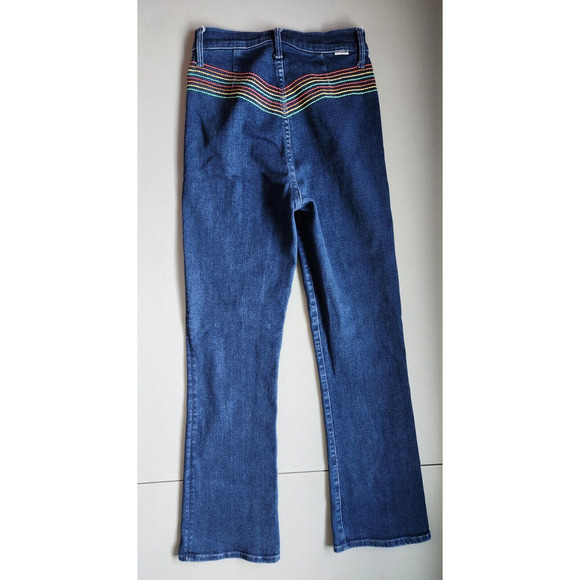 MOTHER Smooth Hustler Embroidered Ankle Bootcut Jeans Sz 24 Over Rainbow #2F501 - Picture 7 of 14